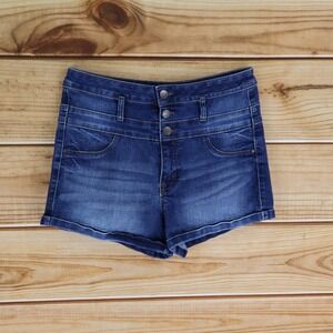Refuge Jean Shorts Womens Size 6 Blue‎ Cotton Blend Cuffed Faux Pockets